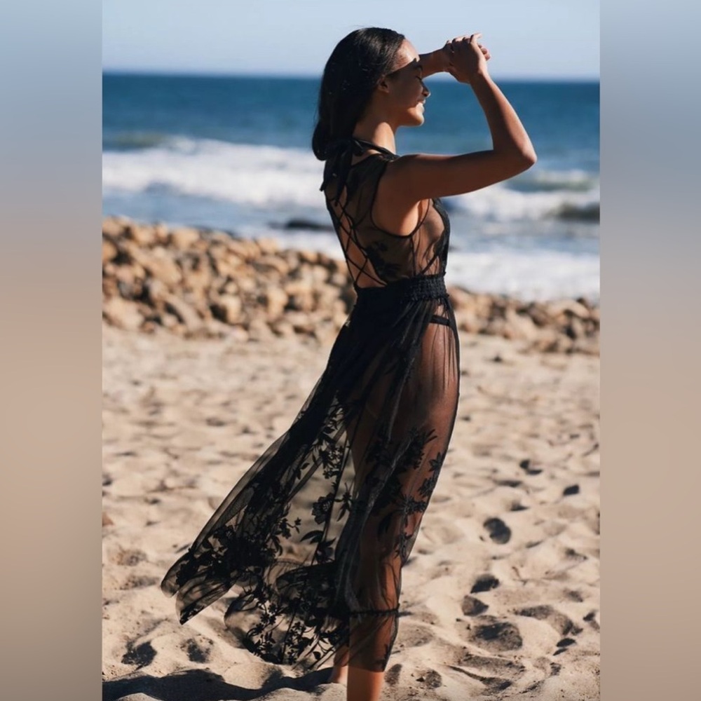 Anthropologie Embroidered Mesh Maxi Dress - Picture 2 of 3